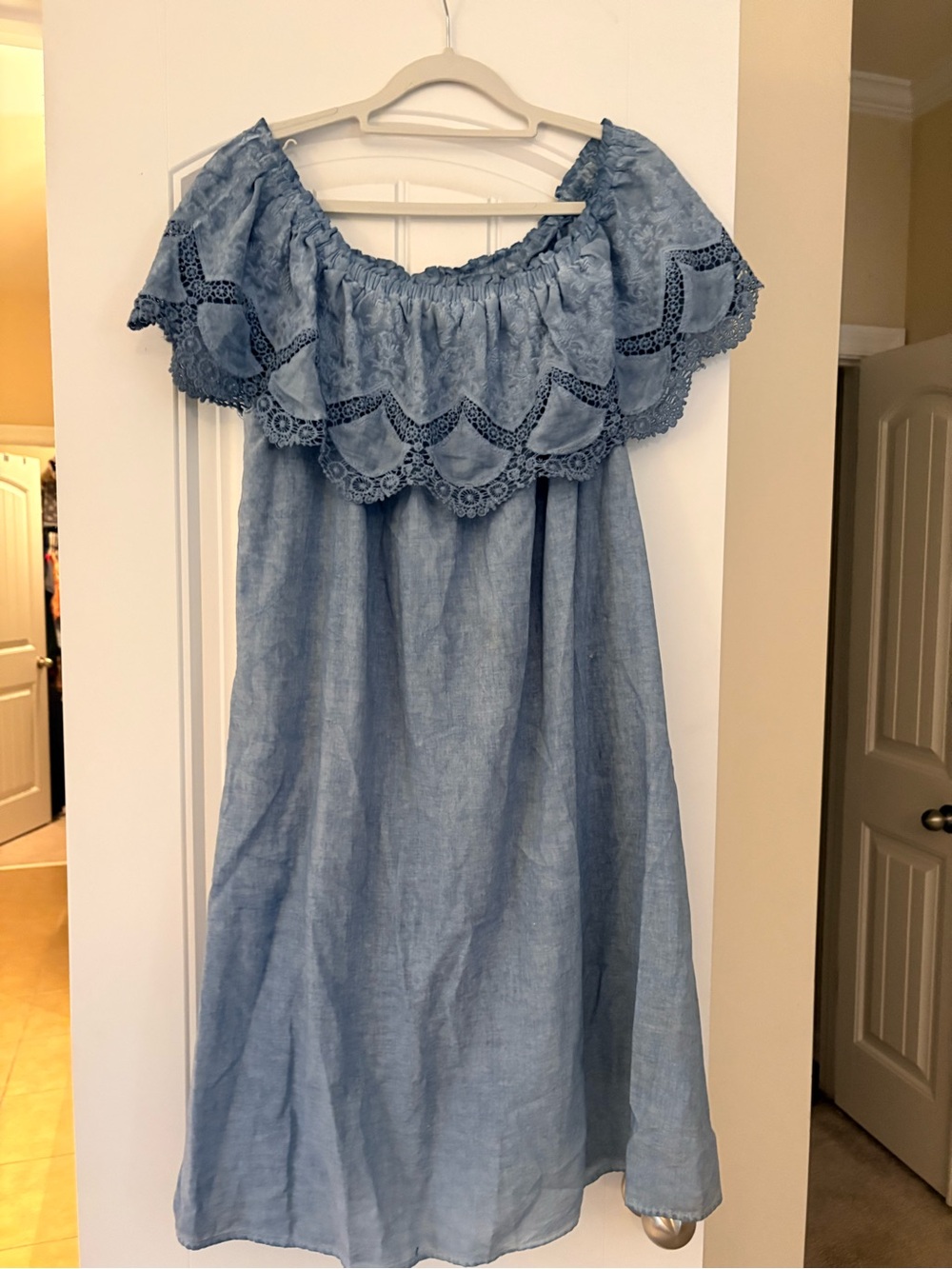 Knox Rose Light Blue Off-the-Shoulder Eyelet Dress